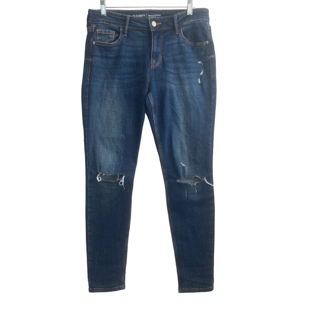 Old Navy Jeans Womens 6 Rockstar Distressed Medium Wash Stretch
